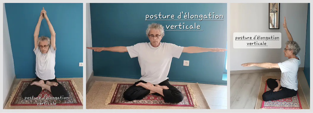 Différentes postures des bras à partir d'une posture de méditation assise.