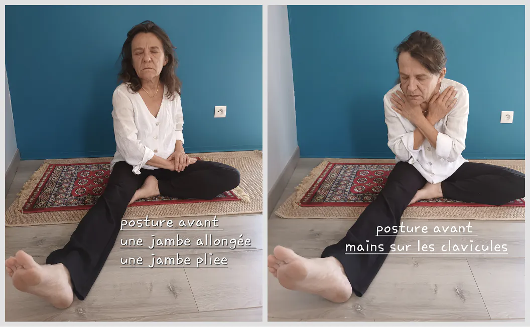 Différentes postures d'étirements à partir d'une jambe étirée puis l'autre pliée.